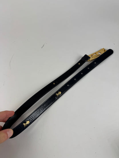 Vintage Celine Carriage Logo Leather belt black
