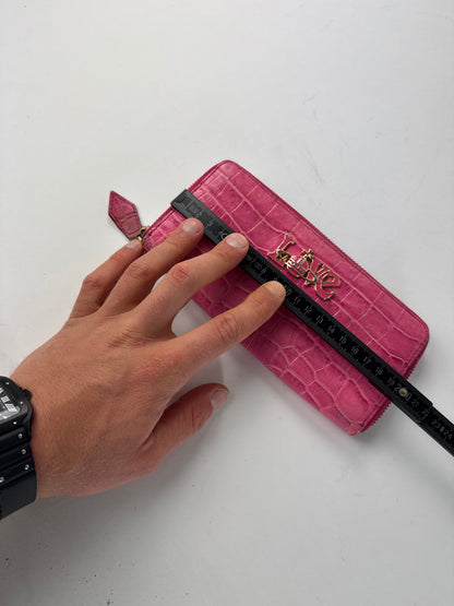 Vintage Vivienne Westwood Leather Zippy Crocodile Emblossed Leather Wallet Pink