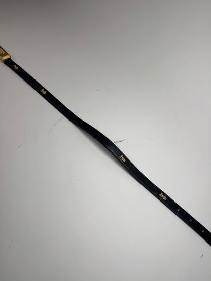 Vintage Celine Carriage Logo Leather belt black