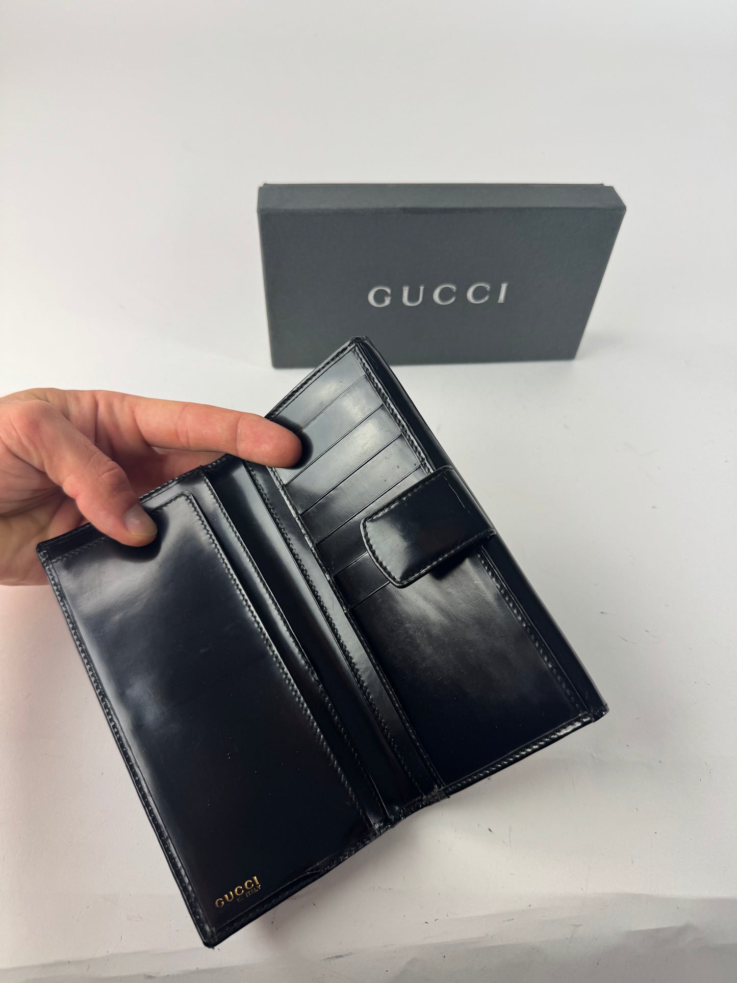 Vintage Gucci patent leather wallet black