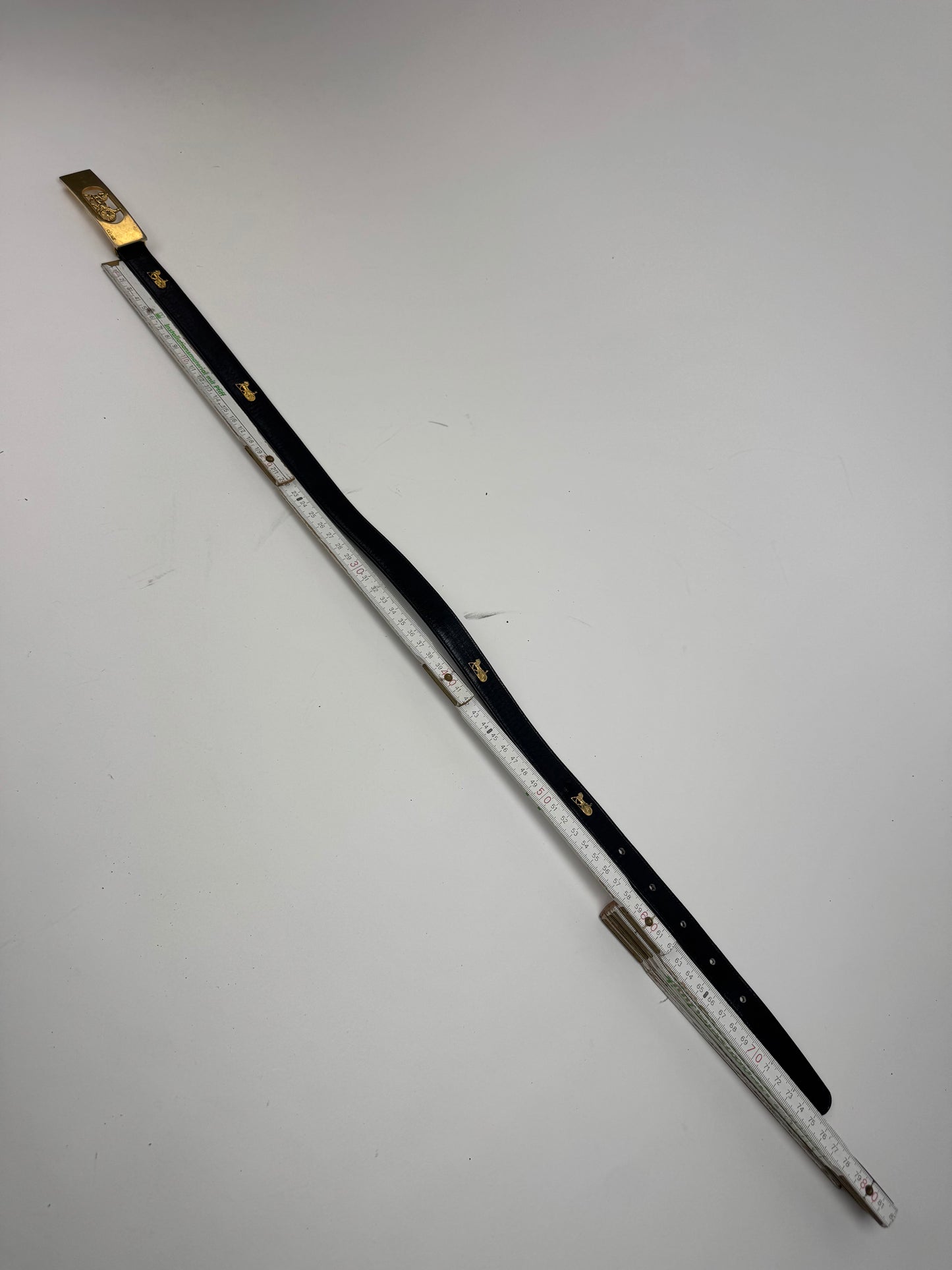 Vintage Celine Carriage Logo Leather belt black