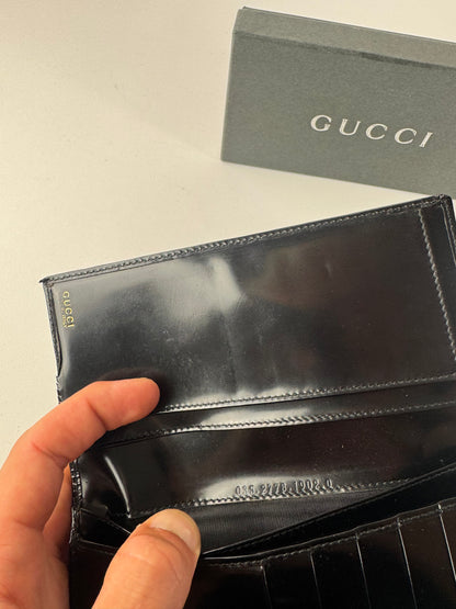 Vintage Gucci patent leather wallet black