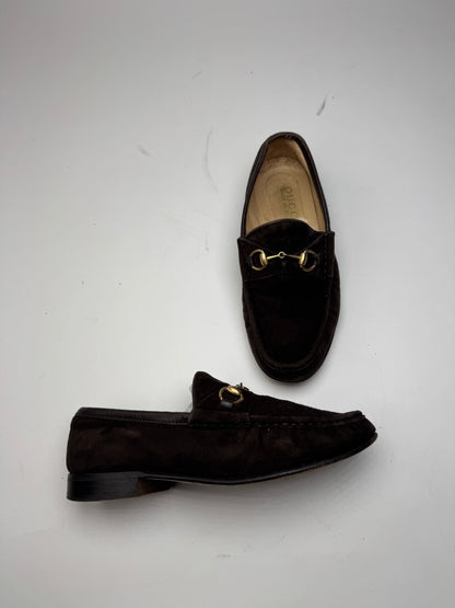 Vintage Gucci Horsebit Suede Loafer Black