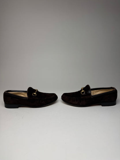 Vintage Gucci Horsebit Suede Loafer Black