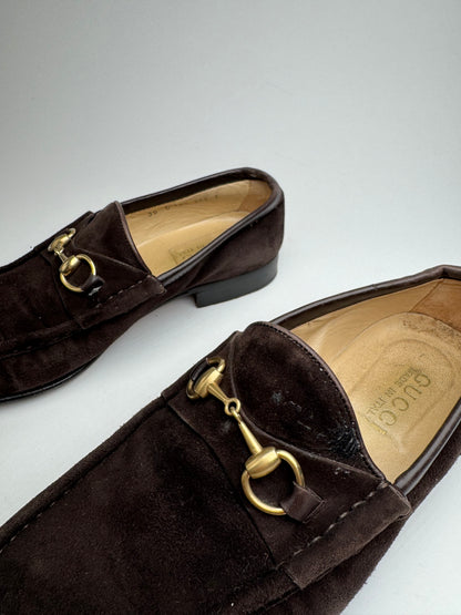Vintage Gucci Horsebit Suede Loafer Black