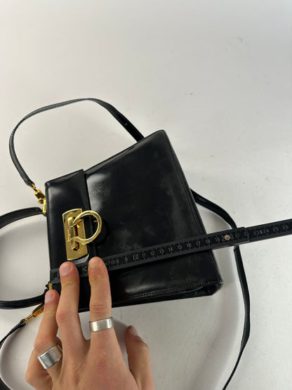 Vintage Salvatore Ferragamo 2Way Patent Leather Handbag Black