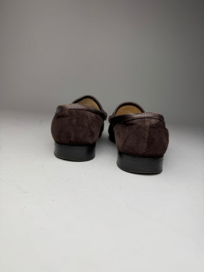 Vintage Gucci Horsebit Suede Loafer Black