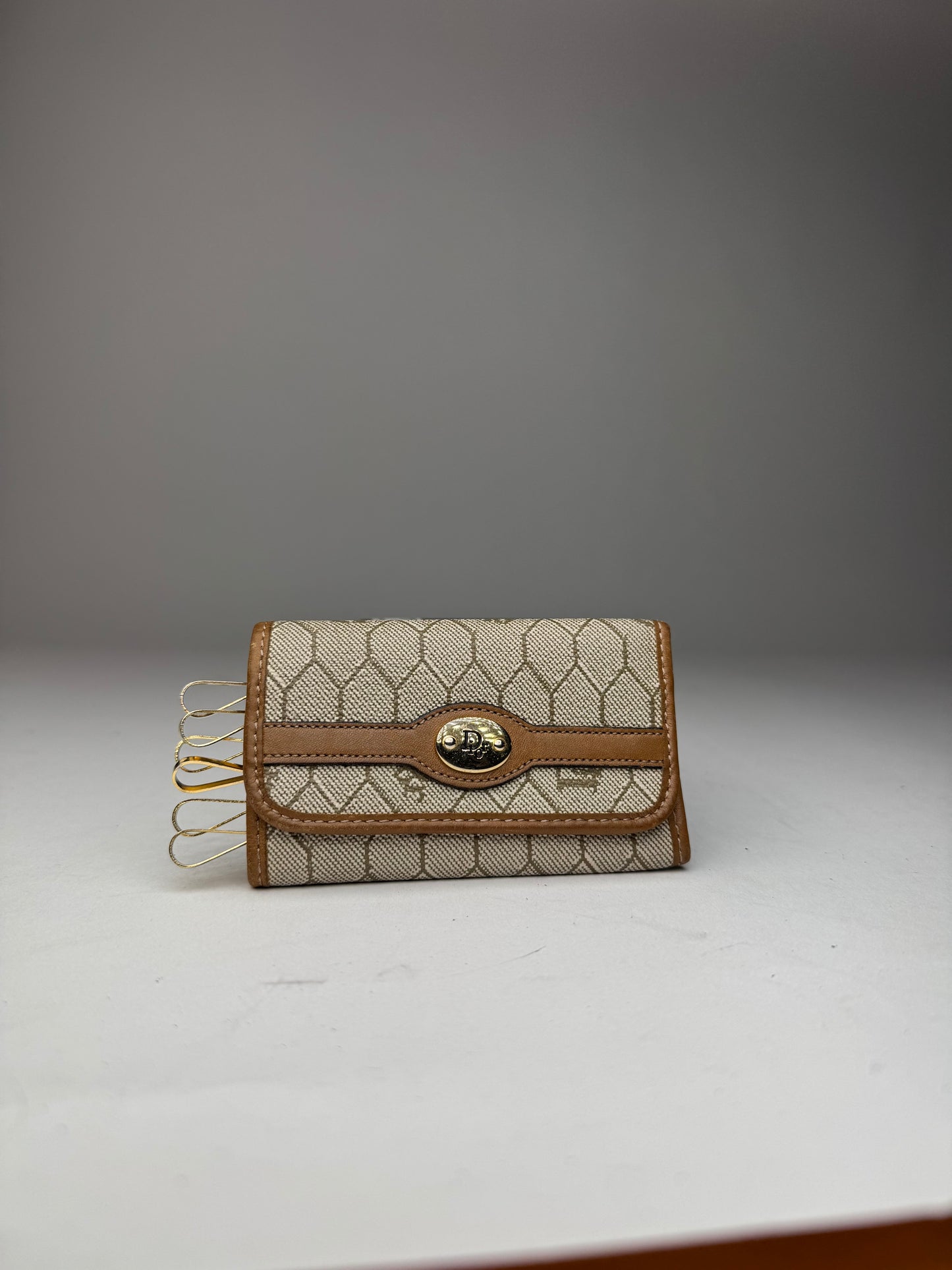 Vintage Dior Monogram Key Holder beige brown