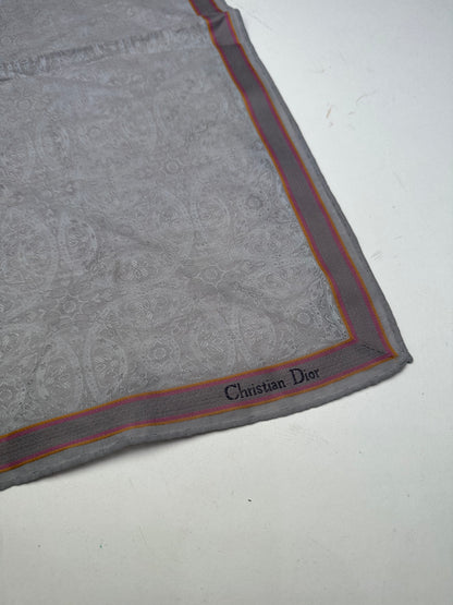 Vintage Dior Paisley Silk Foulard Grey 47.5 x 47.5 cm