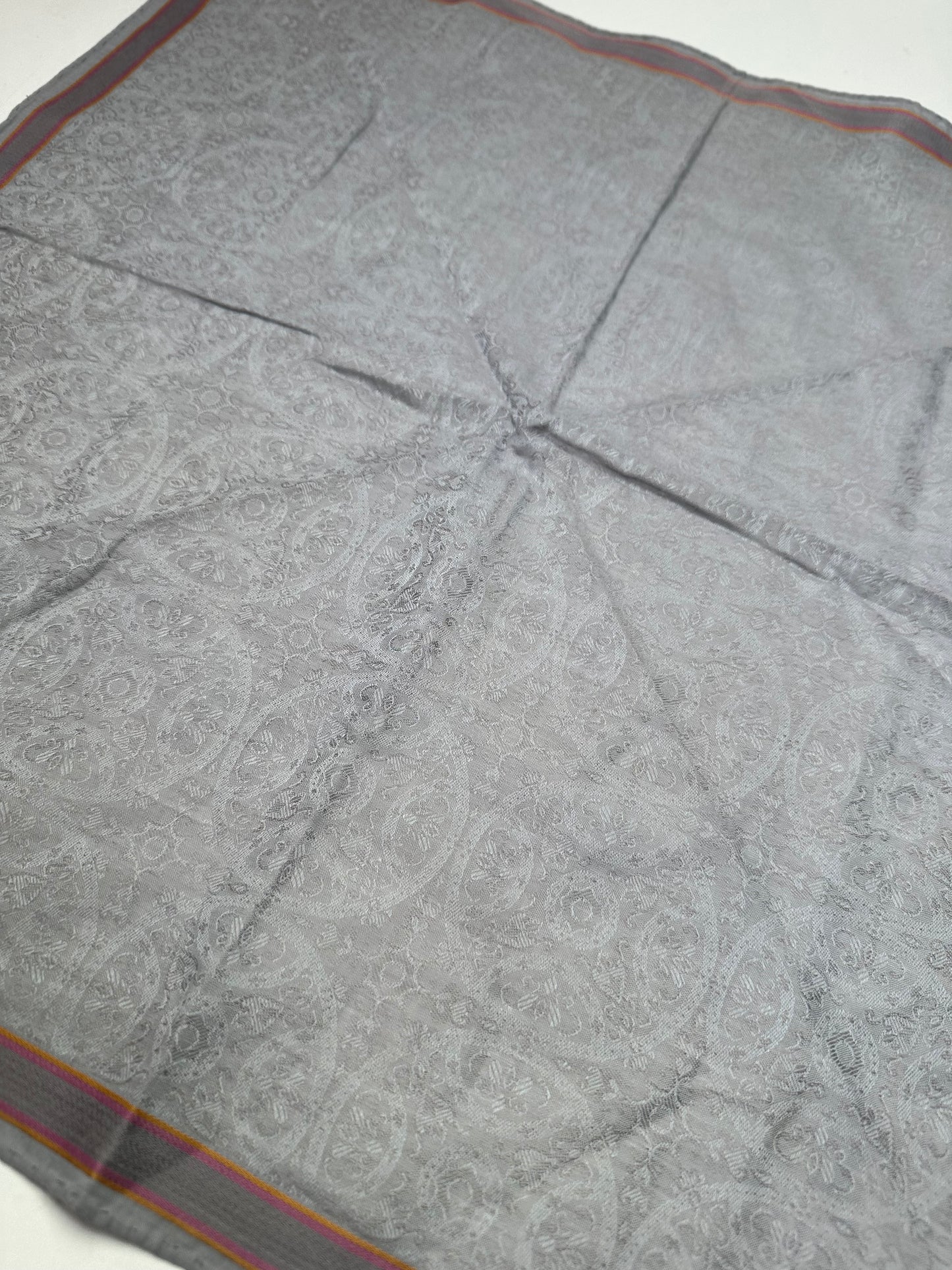 Vintage Dior Paisley Silk Foulard Grey 47.5 x 47.5 cm