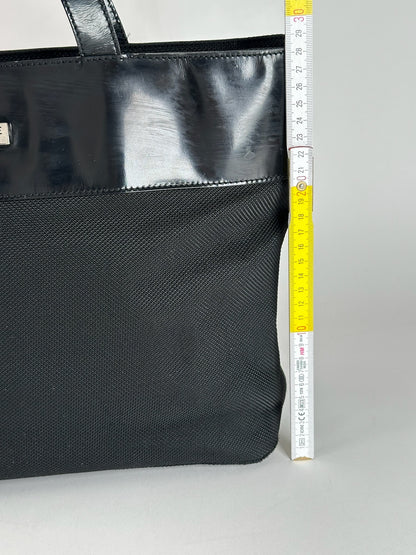 Vintage Celine Canvas Patent Leather bag black