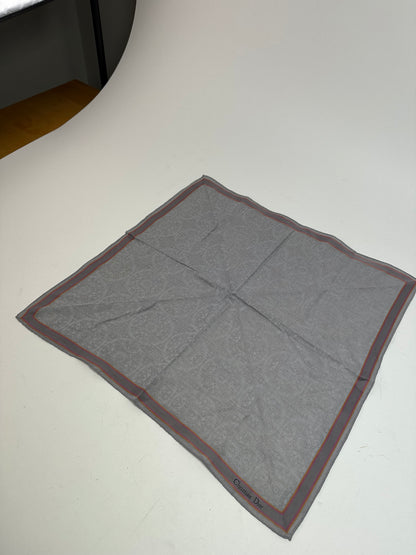 Vintage Dior Paisley Silk Foulard Grey 47.5 x 47.5 cm