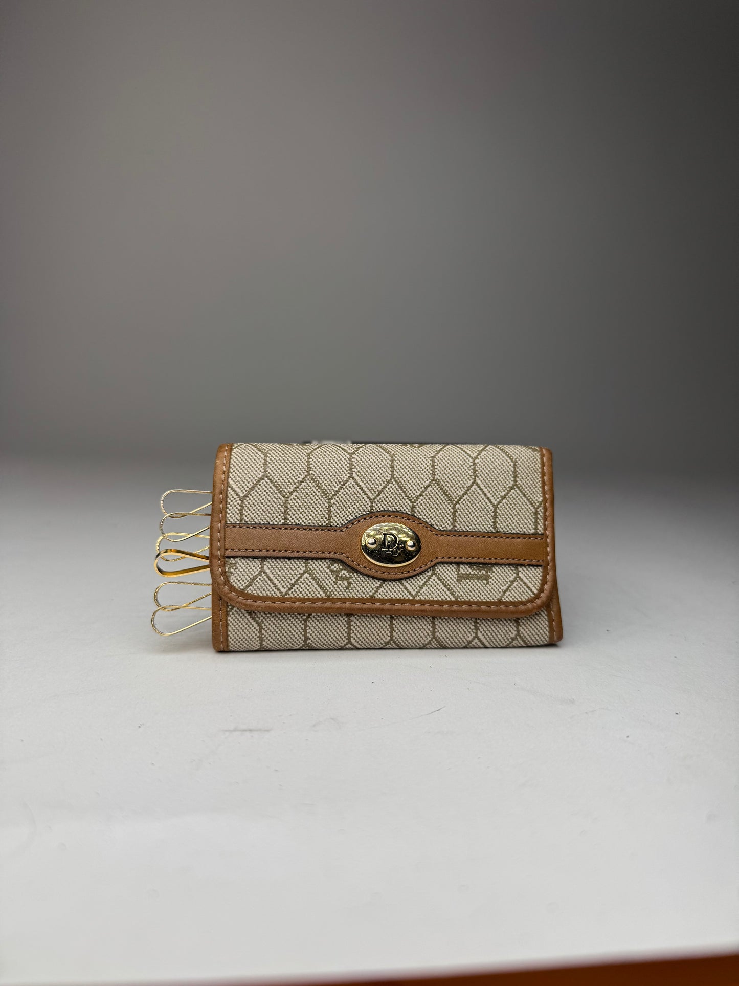 Vintage Dior Monogram Key Holder beige brown