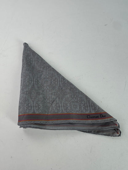 Vintage Dior Paisley Silk Foulard Grey 47.5 x 47.5 cm