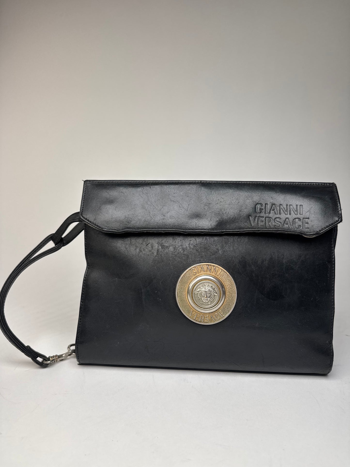 Vintage Gianni Versace Leather Mini Bag Black