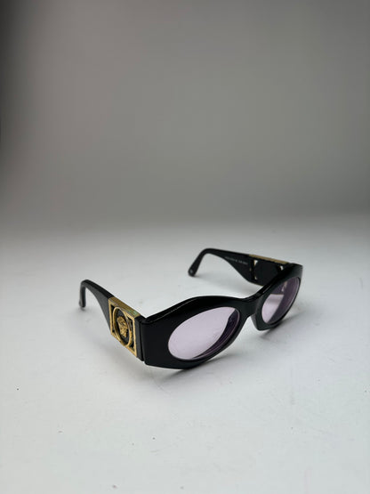Vintage Gianni Versace Sunglasses Black Acetate Gold Medusa
