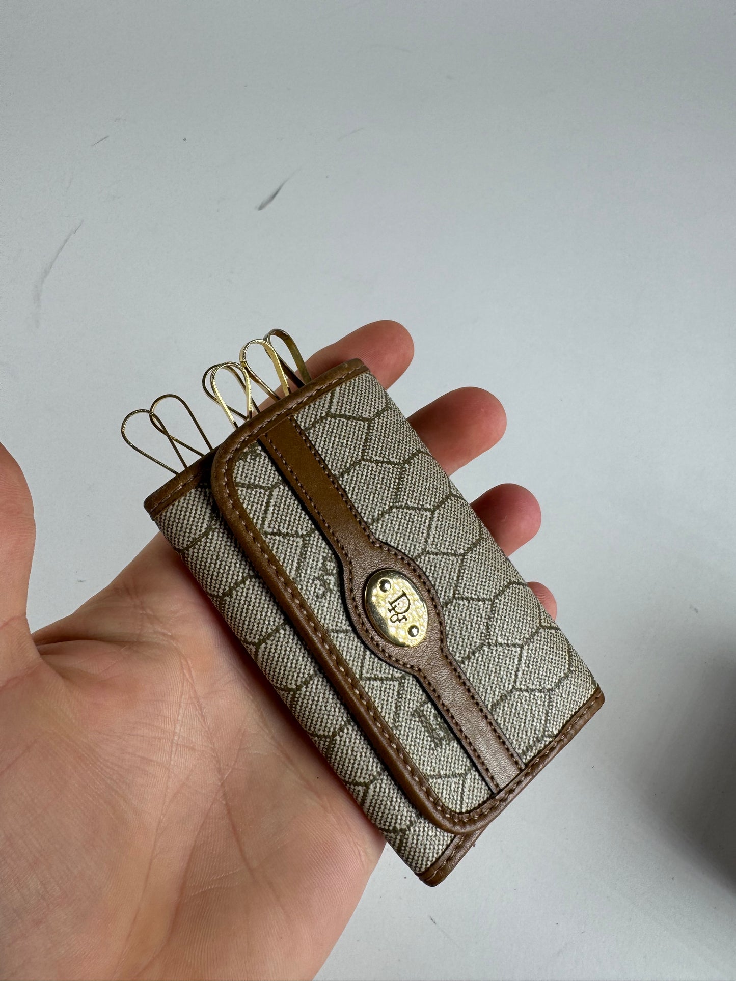 Vintage Dior Monogram Key Holder beige brown