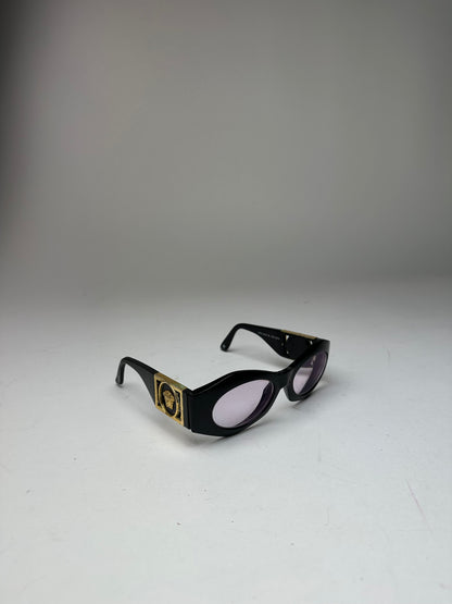 Vintage Gianni Versace Sunglasses Black Acetate Gold Medusa