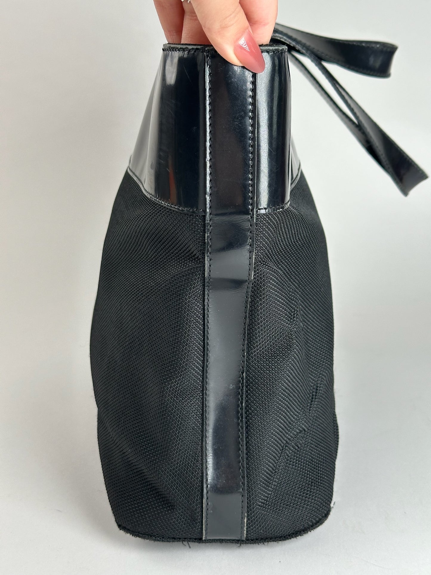 Vintage Celine Canvas Patent Leather bag black