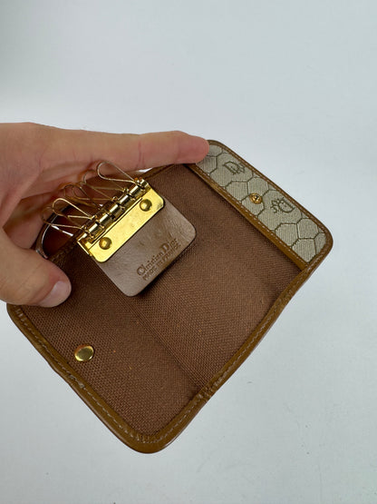 Vintage Dior Monogram Key Holder beige brown