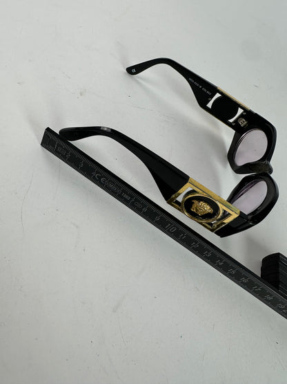 Vintage Gianni Versace Sunglasses Black Acetate Gold Medusa