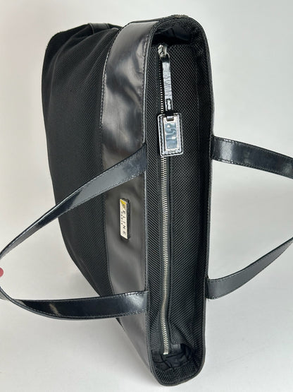 Vintage Celine Canvas Patent Leather bag black