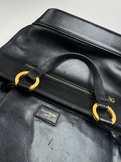 Sac vintage Courrèges Paris en cuir noir