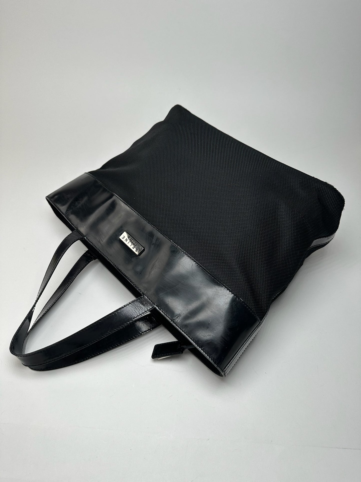 Vintage Celine Canvas Patent Leather bag black