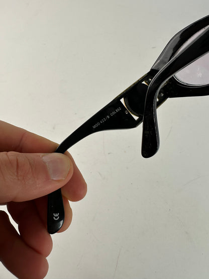 Vintage Gianni Versace Sunglasses Black Acetate Gold Medusa