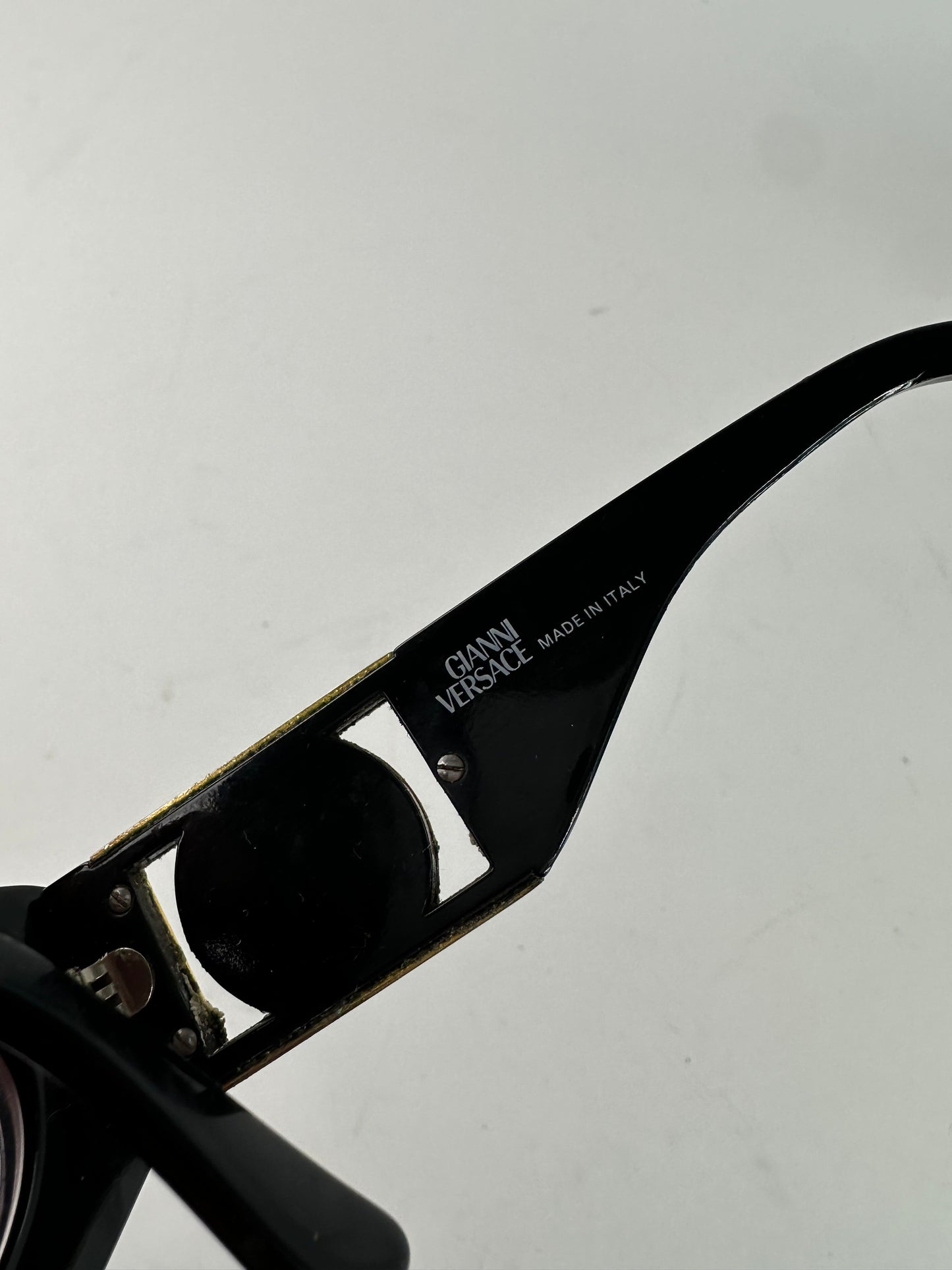 Vintage Gianni Versace Sunglasses Black Acetate Gold Medusa