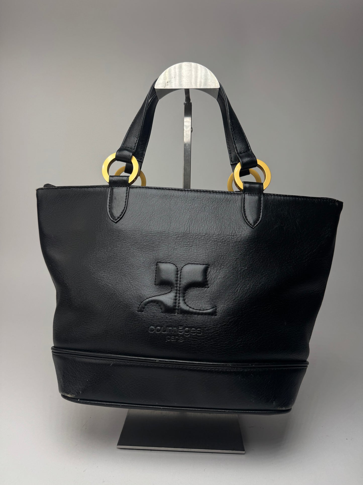 Sac vintage Courrèges Paris en cuir noir