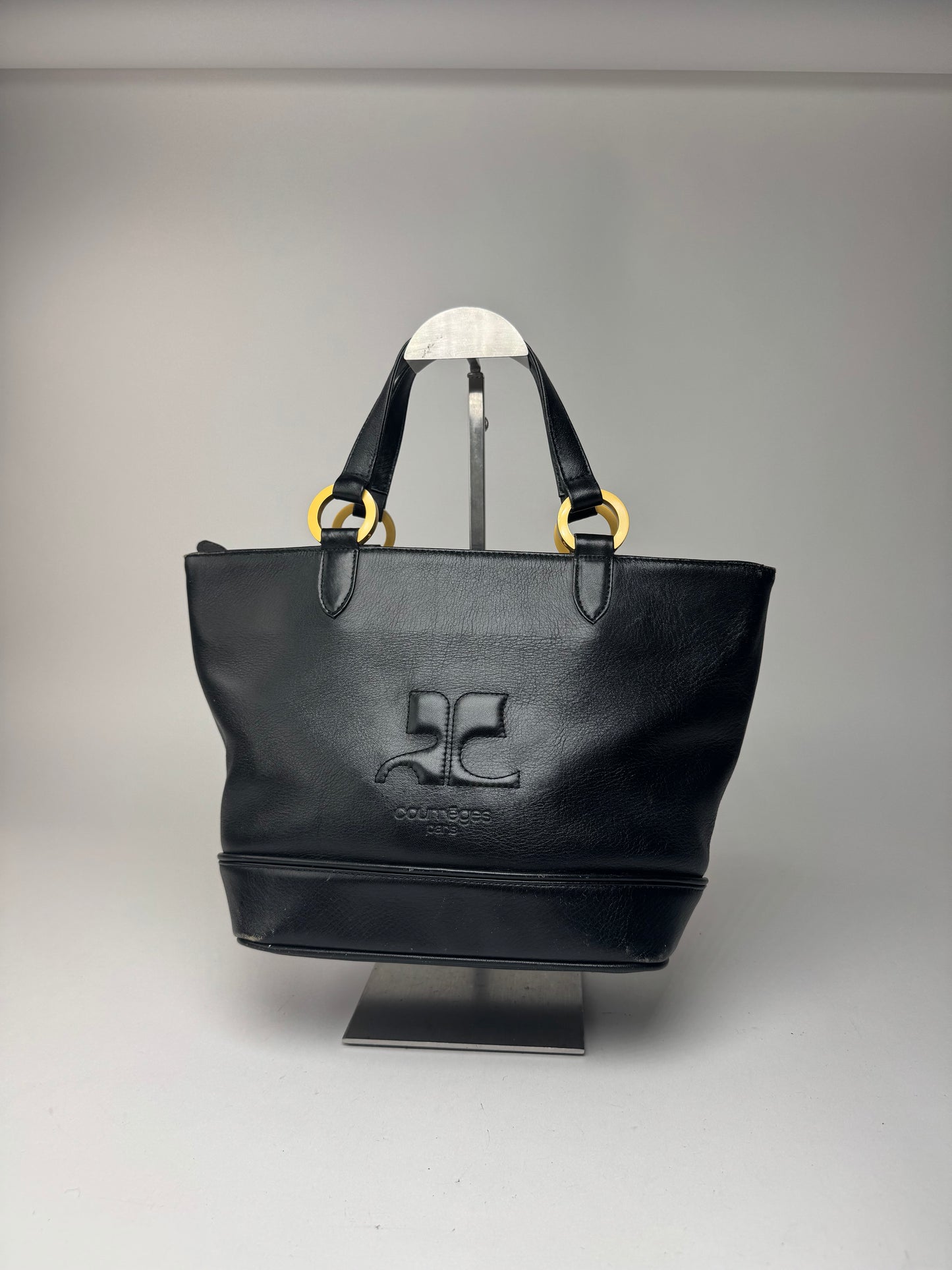 Sac vintage Courrèges Paris en cuir noir