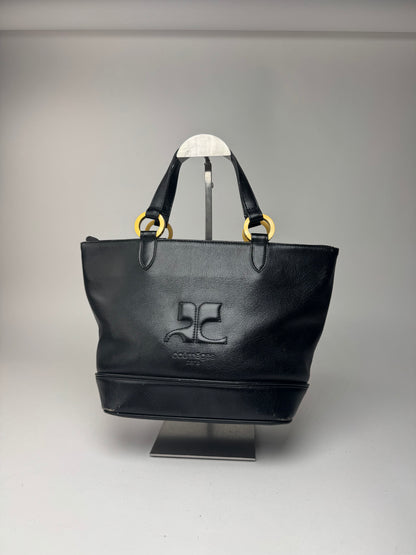Sac vintage Courrèges Paris en cuir noir