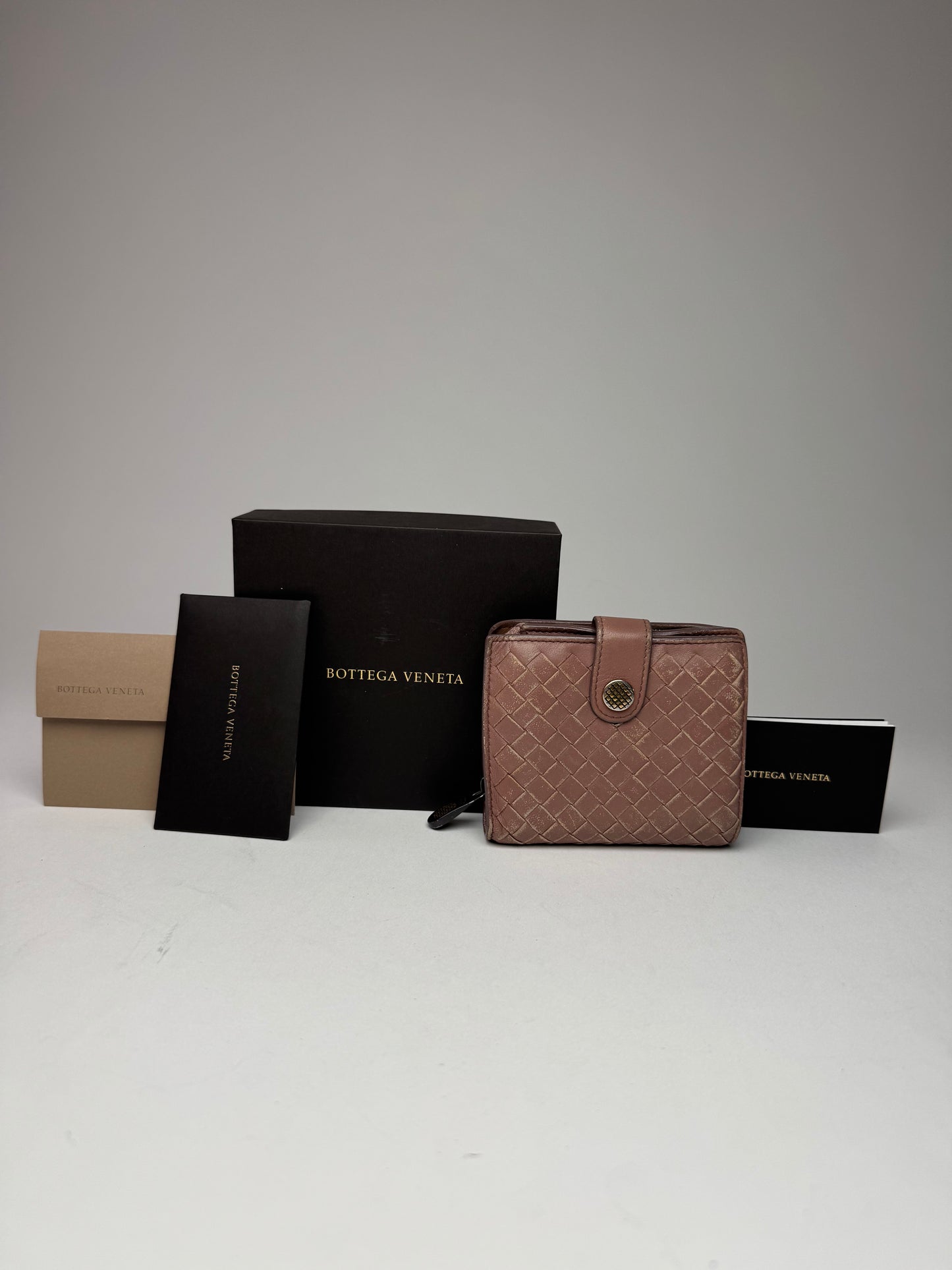 Vintage Bottega Veneta Intrecciato Leather Wallet Purple