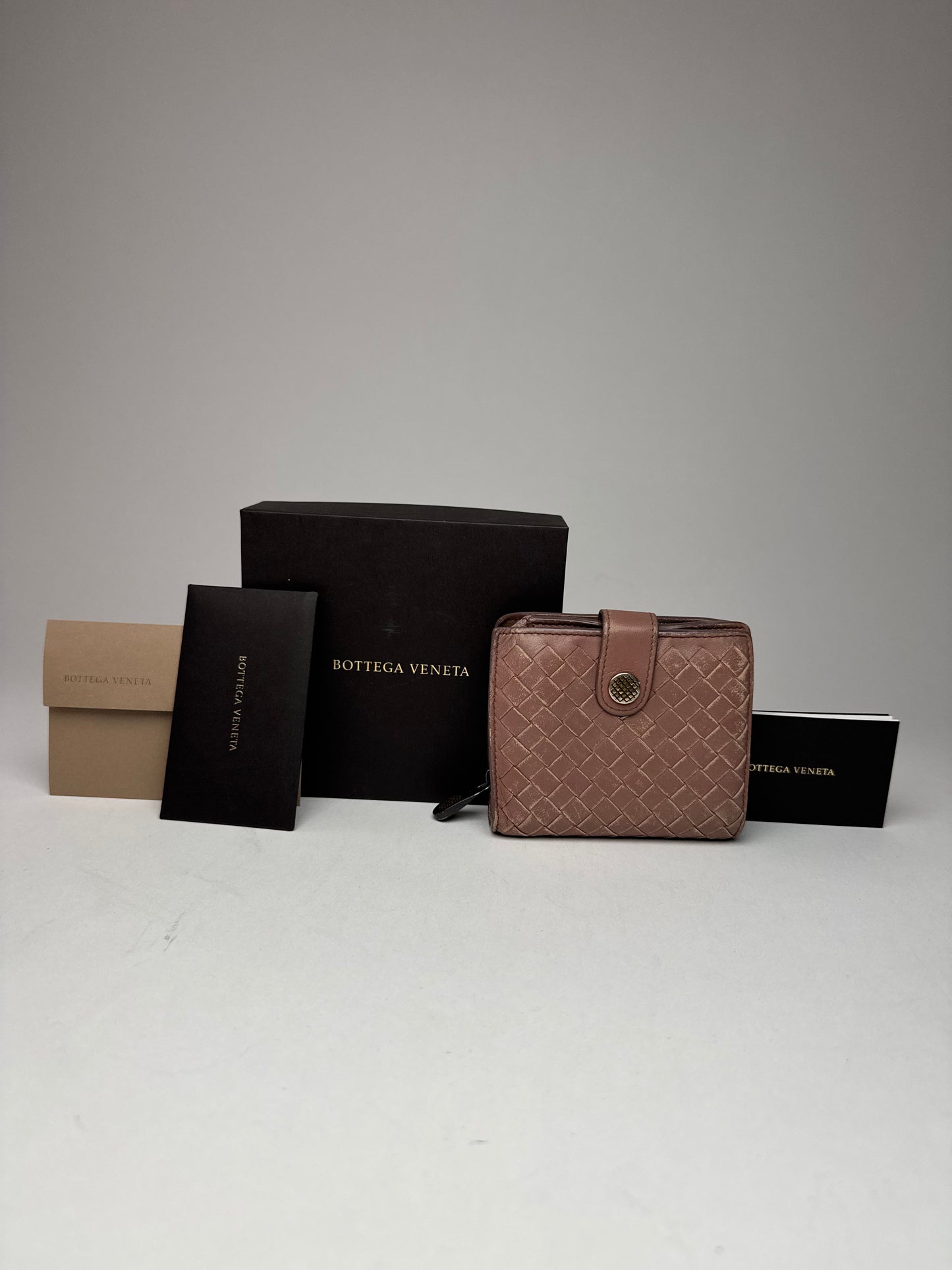 Vintage Bottega Veneta Intrecciato Leather Wallet Purple