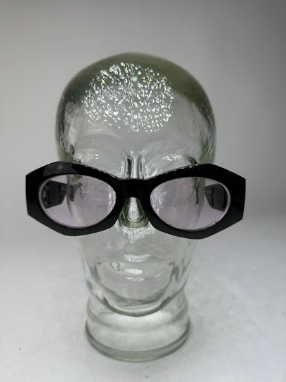 Vintage Gianni Versace Sunglasses Black Acetate Gold Medusa