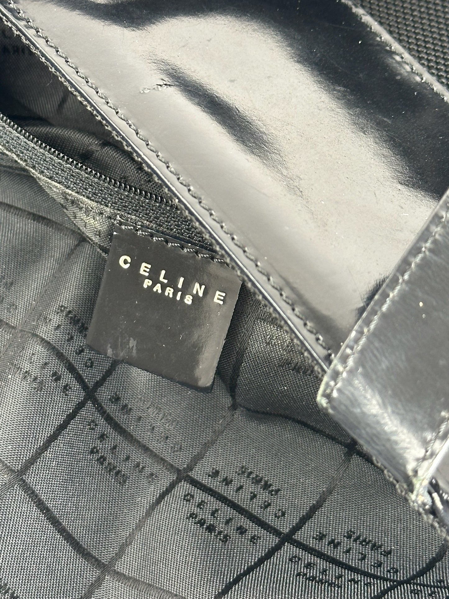 Vintage Celine Canvas Patent Leather bag black