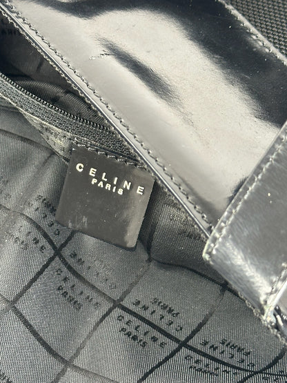 Vintage Celine Canvas Patent Leather bag black