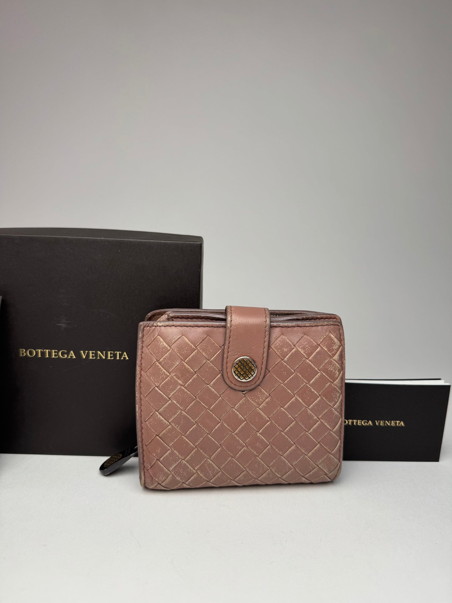 Vintage Bottega Veneta Intrecciato Leather Wallet Purple