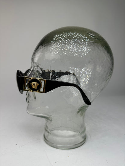 Vintage Gianni Versace Sunglasses Black Acetate Gold Medusa