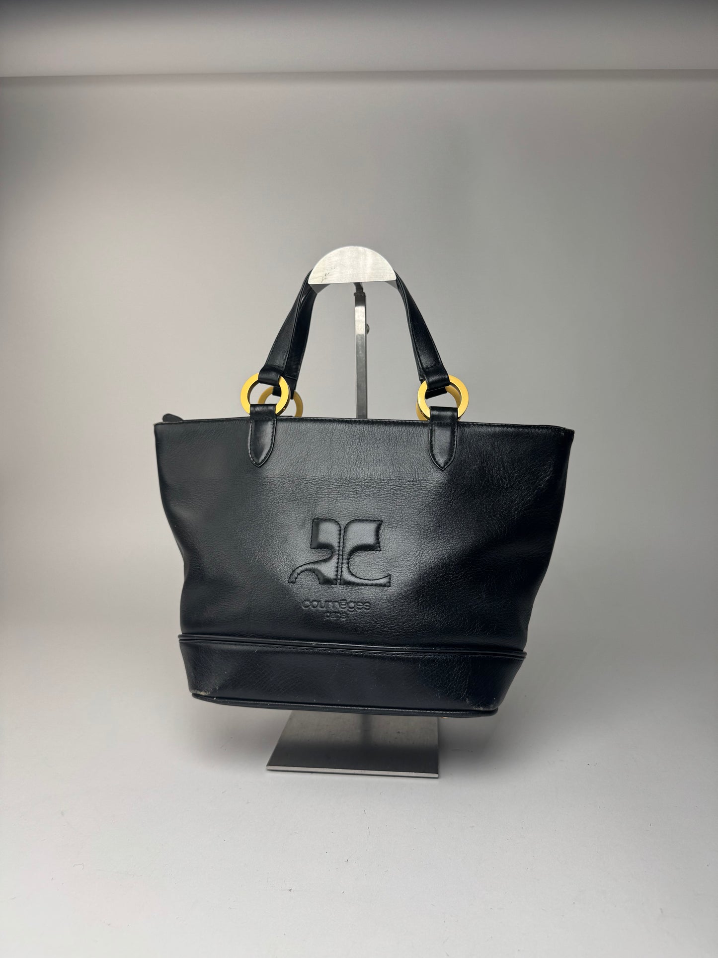Sac vintage Courrèges Paris en cuir noir