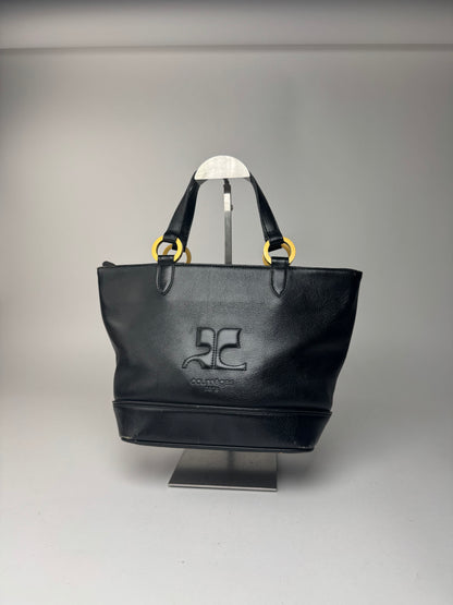 Sac vintage Courrèges Paris en cuir noir