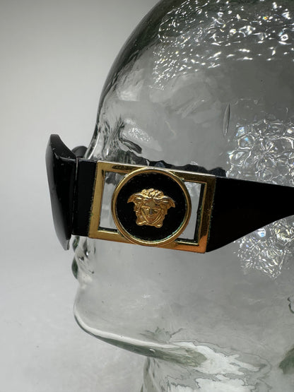 Vintage Gianni Versace Sunglasses Black Acetate Gold Medusa
