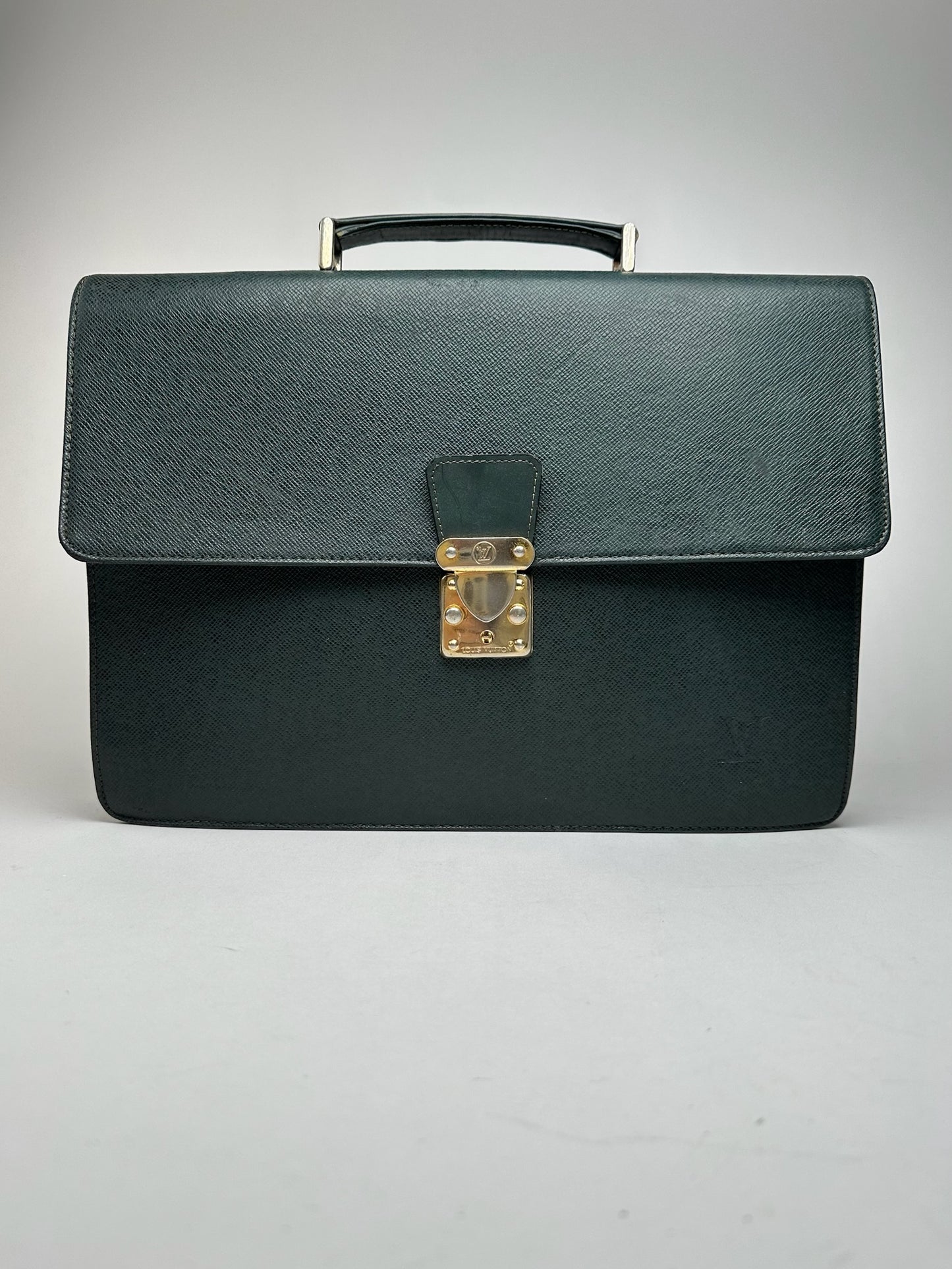 Vintage Louis Vuitton Taiga Leather Briefcase green