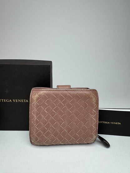 Vintage Bottega Veneta Intrecciato Leather Wallet Purple