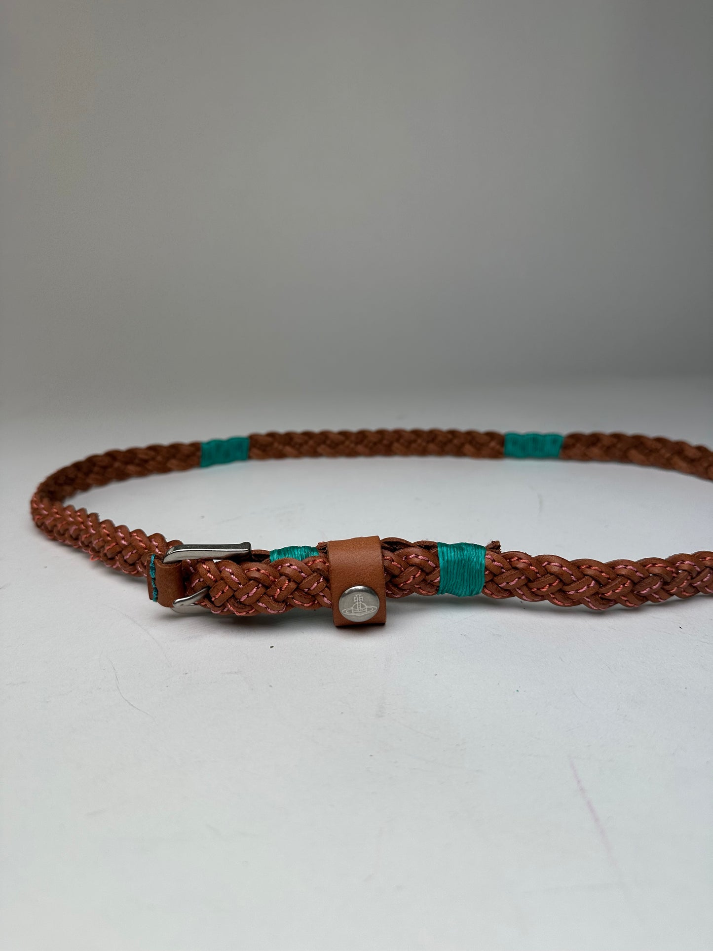 Vintage Vivienne Westwood Braided Leather Belt Cognac 100 cm