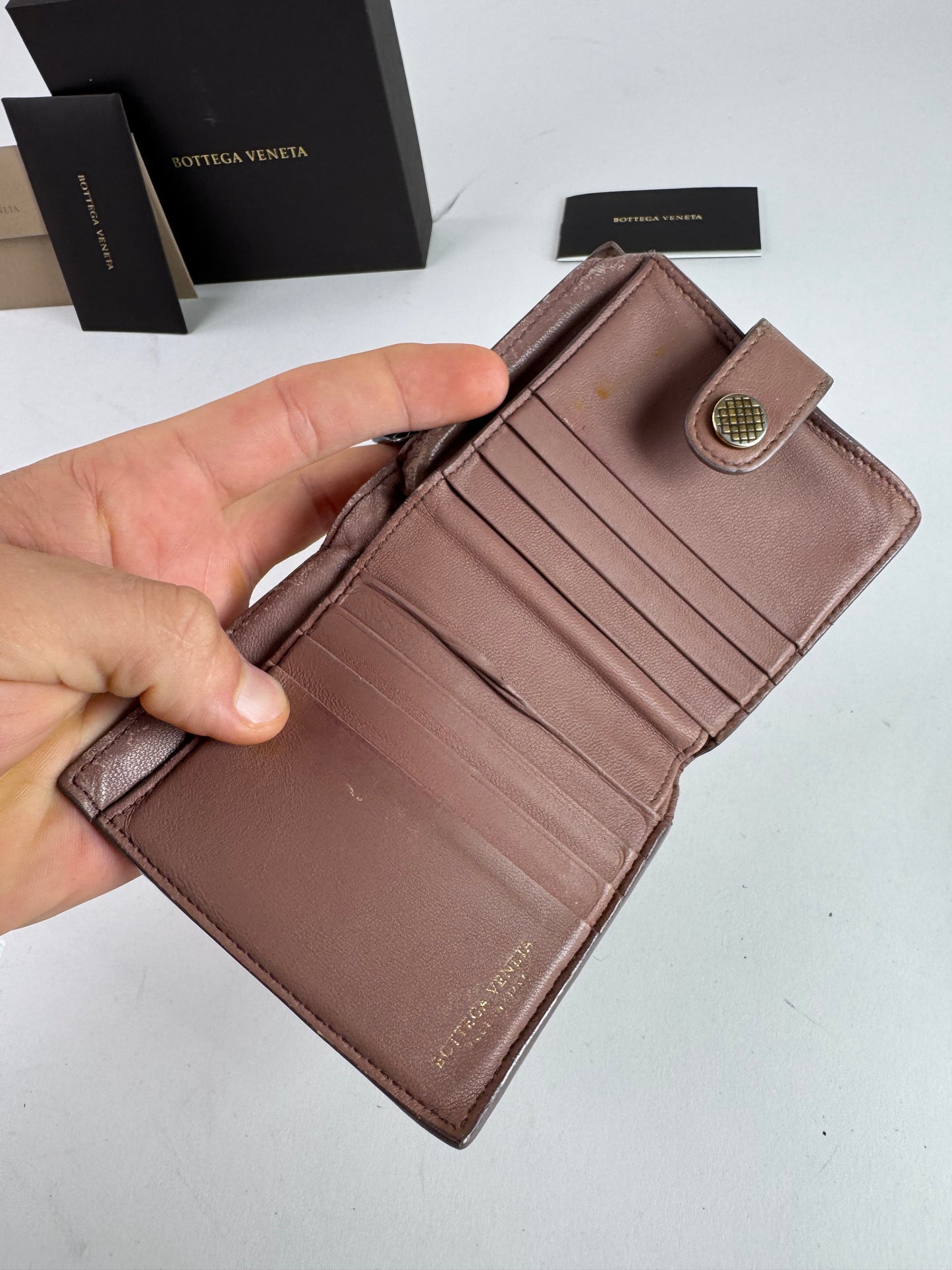 Vintage Bottega Veneta Intrecciato Leather Wallet Purple