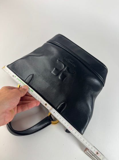 Sac vintage Courrèges Paris en cuir noir