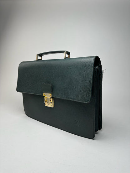 Vintage Louis Vuitton Taiga Leather Briefcase green