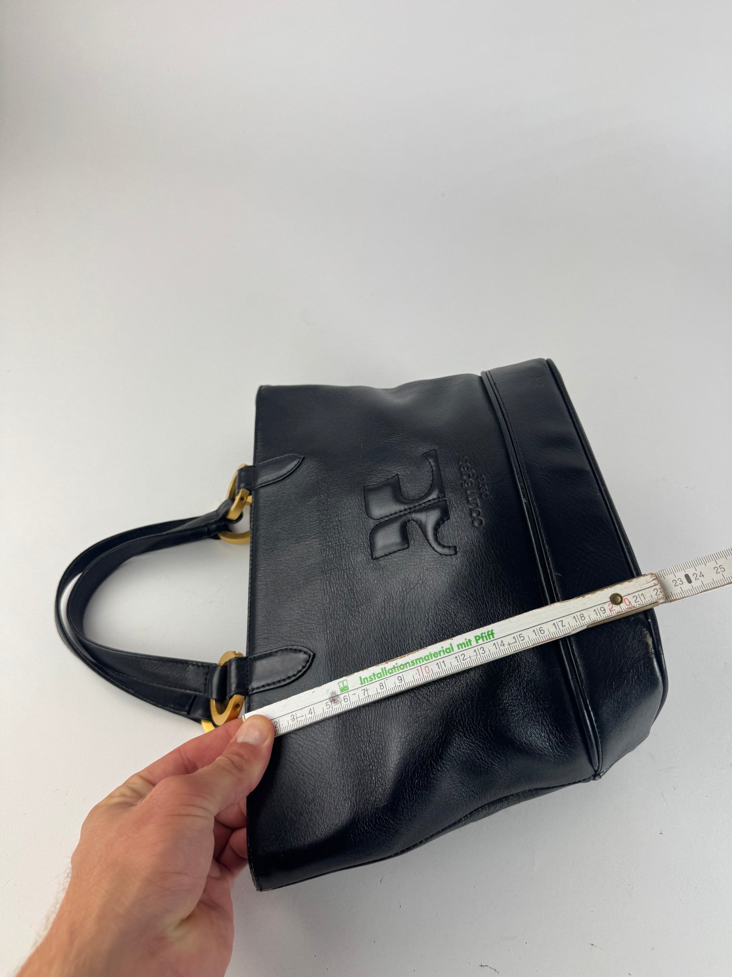 Sac vintage Courrèges Paris en cuir noir